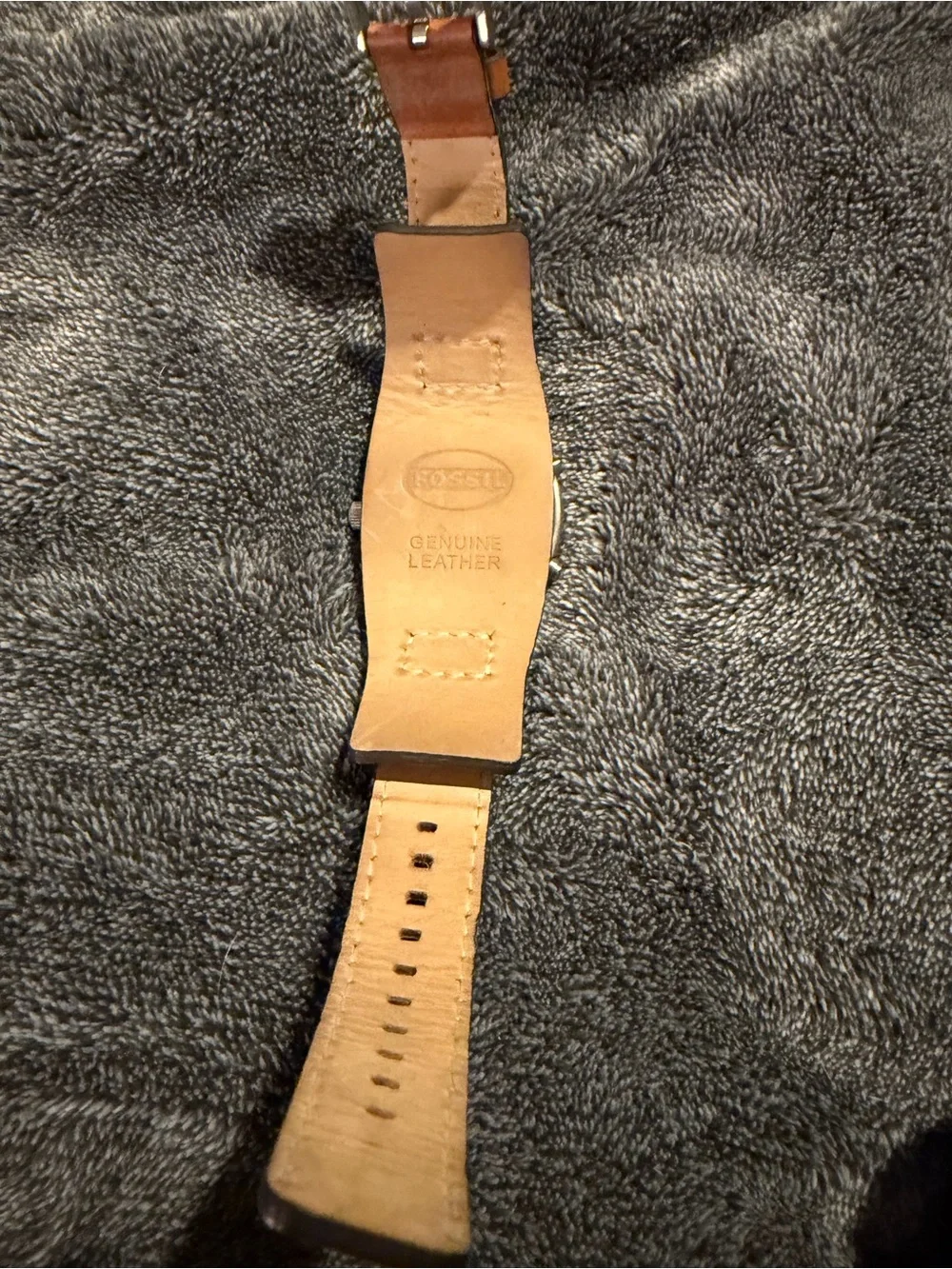Fossil Men's Watch with Brown Leather Strap and Silver Case